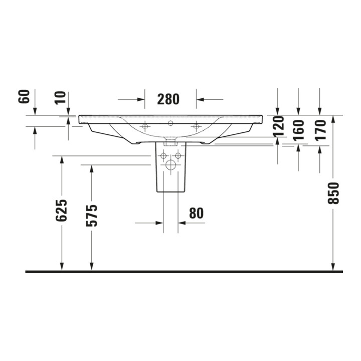 Duravit Möbelwaschtisch D-Neo 100,5x48cm, o HL, we., m ÜL, Hahnloch