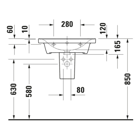 Duravit Möbelwaschtisch D-Neo 60x48cm, m Hahnl., we., m ÜL, Hahnloch