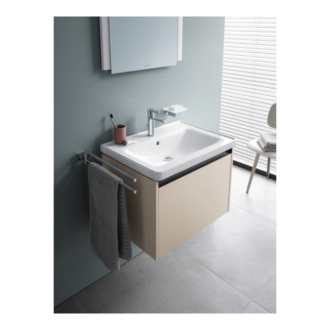 Duravit Möbelwaschtisch D-Neo 60x48cm, m Hahnl., we., m ÜL, Hahnloch