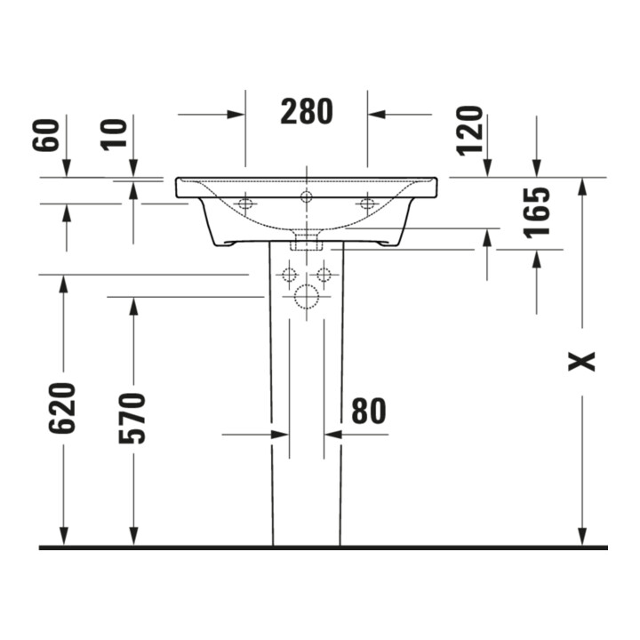 Duravit Möbelwaschtisch D-Neo 60x48cm, m Hahnl., we., m ÜL, Hahnloch