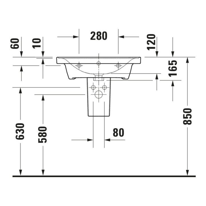 Duravit Möbelwaschtisch D-Neo 60x48cm, o. Hahnl., we., m ÜL, Hahnloch