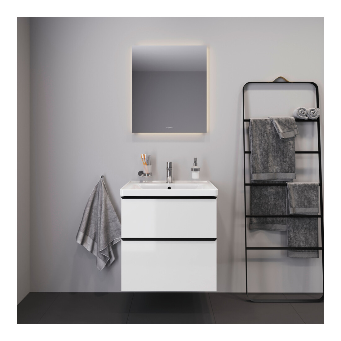 Duravit Möbelwaschtisch D-Neo 65x48cm, m Hahnl., we., m ÜL, Hahnloch