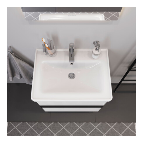 Duravit Möbelwaschtisch D-Neo 65x48cm, m Hahnl., we., m ÜL, Hahnloch