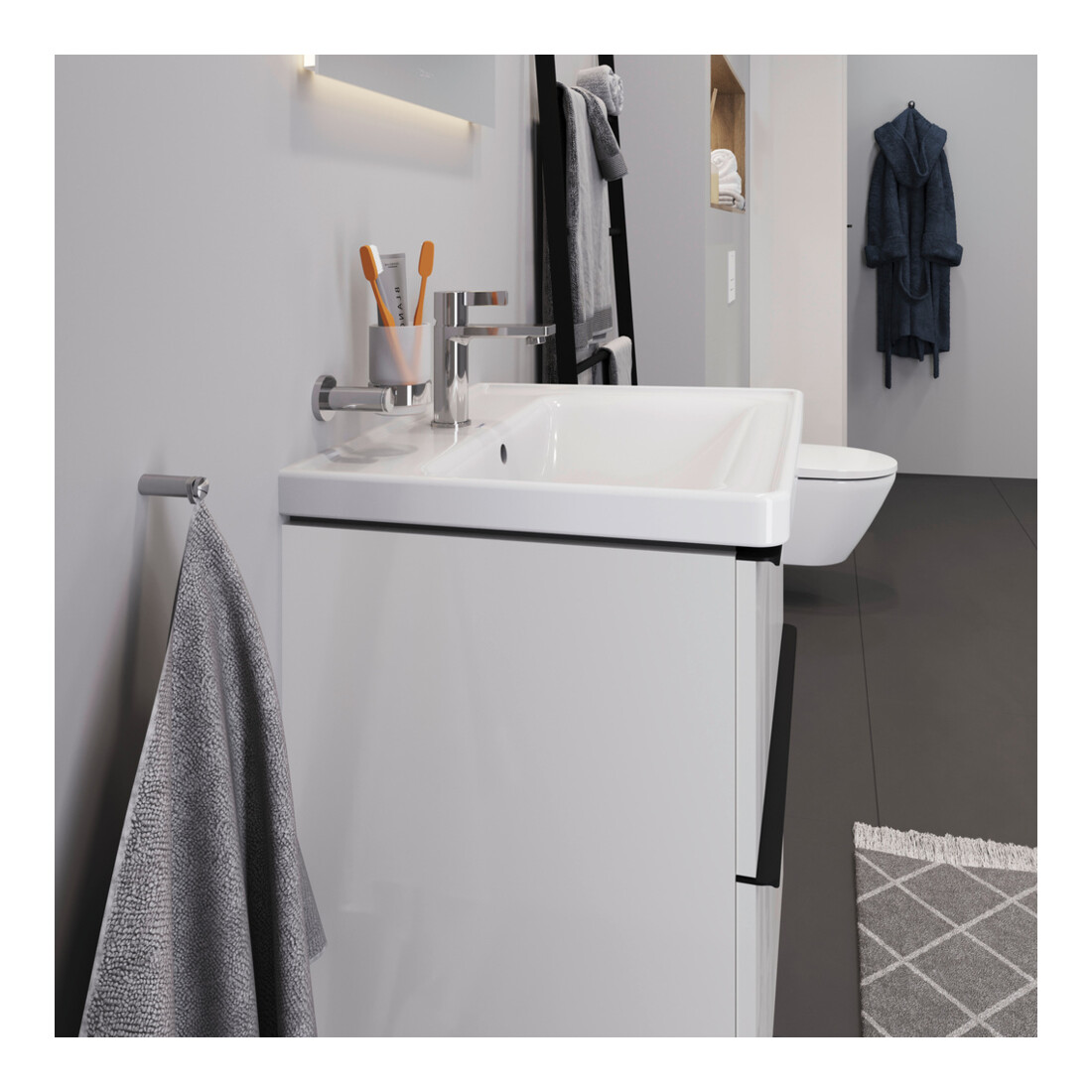 Duravit Möbelwaschtisch D-Neo 65x48cm, m Hahnl., we., m ÜL, Hahnloch