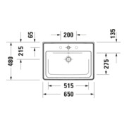 Duravit Möbelwaschtisch D-Neo 65x48cm, o. Hahnl., we., m ÜL, Hahnloch-5