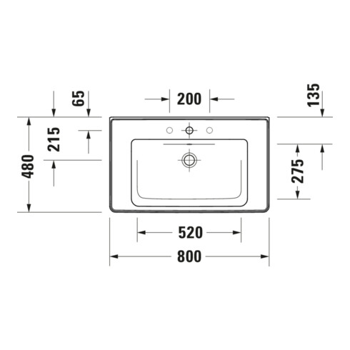 Duravit Möbelwaschtisch D-Neo 80x48cm, o. Hahnl., we., m ÜL, Hahnloch