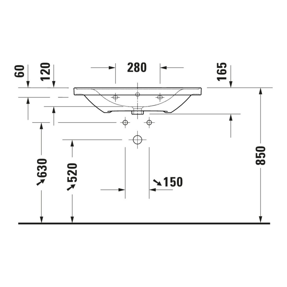 Duravit Möbelwaschtisch D-Neo 80x48cm, o. Hahnl., we., m ÜL, Hahnloch