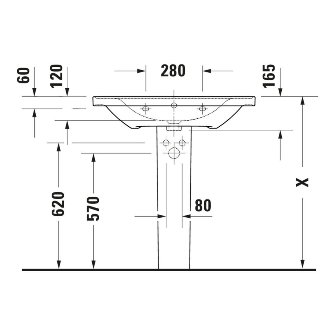 Duravit Möbelwaschtisch D-Neo 80x48cm, o. Hahnl., we., m ÜL, Hahnloch
