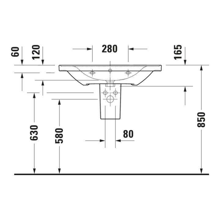 Duravit Möbelwaschtisch D-Neo 80x48cm, o. Hahnl., we., m ÜL, Hahnloch