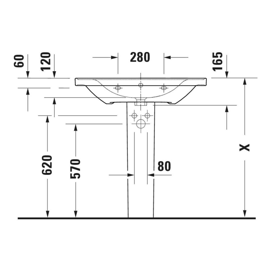 Duravit Möbelwaschtisch D-Neo 80x48cm, o. Hahnl., we., m ÜL, Hahnloch