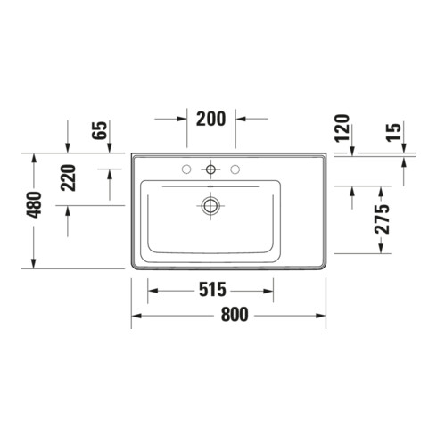 Duravit Möbelwaschtisch D-Neo 80x48cm, o HL, w, asy, B li, m ÜL, HLB