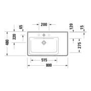 Duravit Möbelwaschtisch D-Neo 80x48cm, o HL, w, asy, B li, m ÜL, HLB-2