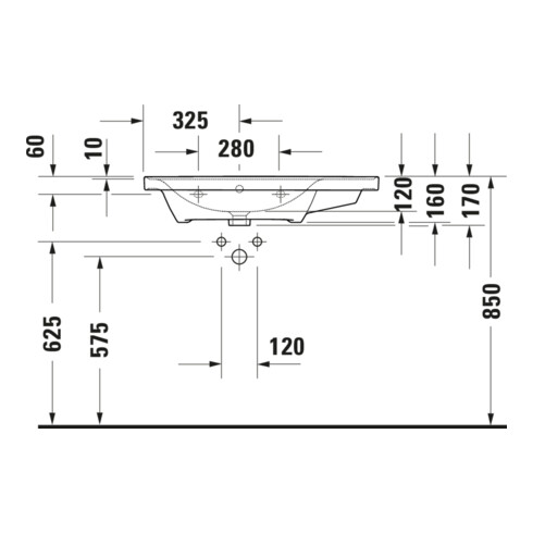 Duravit Möbelwaschtisch D-Neo 80x48cm, o HL, w, asy, B li, m ÜL, HLB