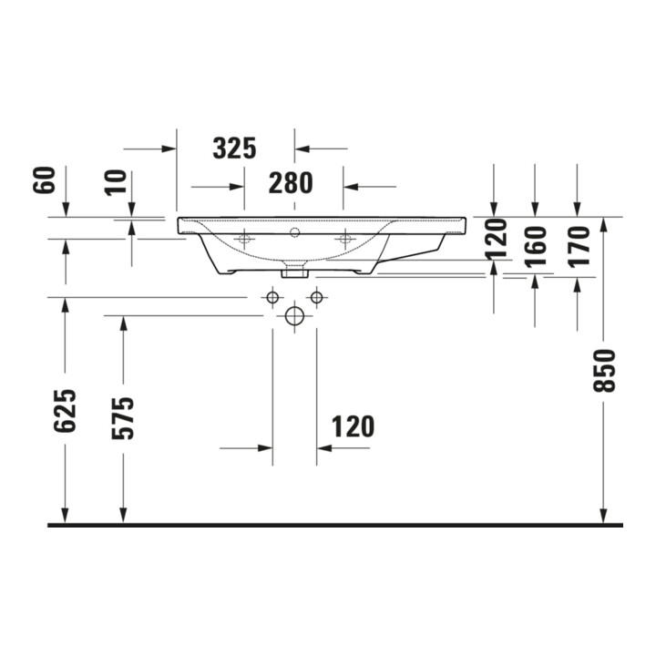 Duravit Möbelwaschtisch D-Neo 80x48cm, o HL, w, asy, B li, m ÜL, HLB