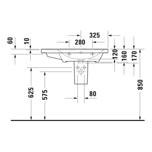 Duravit Möbelwaschtisch D-Neo 80x48cm, o HL, w, asy, B re, m ÜL, HLB