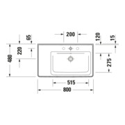 Duravit Möbelwaschtisch D-Neo 80x48cm, o HL, w, asy, B re, m ÜL, HLB-5
