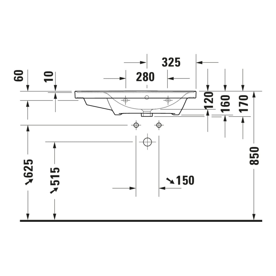 Duravit Möbelwaschtisch D-Neo 80x48cm, o HL, w, asy, B re, m ÜL, HLB