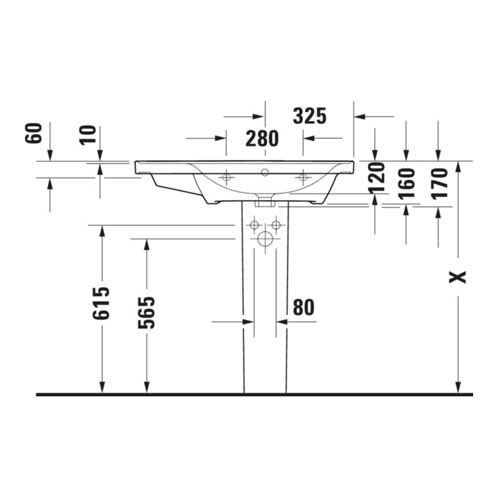 Duravit Möbelwaschtisch D-Neo 80x48cm, o HL, w, asy, B re, m ÜL, HLB