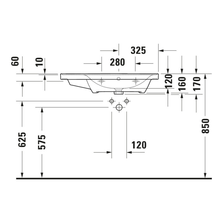 Duravit Möbelwaschtisch D-Neo 80x48cm, o HL, w, asy, B re, m ÜL, HLB