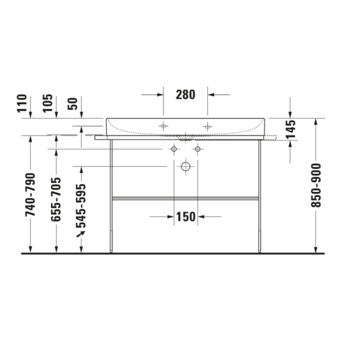 Duravit Möbelwaschtisch DuraSquare 100x47cm, o. ÜL, m HLB, we, 1 HL, weiß