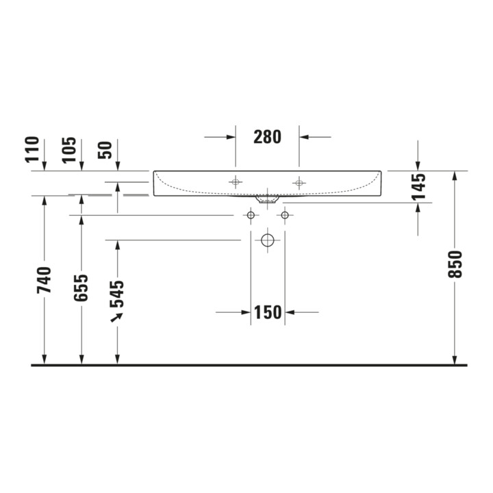 Duravit Möbelwaschtisch DuraSquare 100x47cm, o. ÜL, m HLB, we, 1 HL, weiß