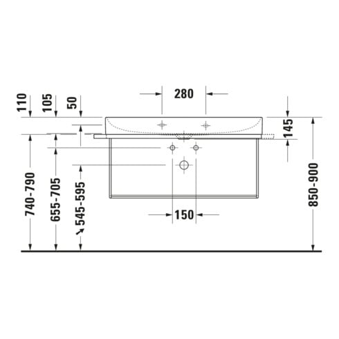 Duravit Möbelwaschtisch DuraSquare 100x47cm, o. ÜL, m HLB, we, o. HL, weiß