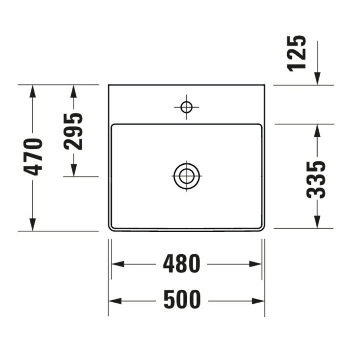 Duravit Möbelwaschtisch DuraSquare 50x47cm, o. ÜL, m HLB, o. Hahnloch, weiß
