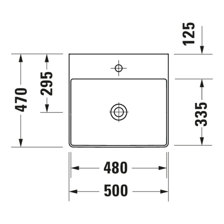 Duravit Möbelwaschtisch DuraSquare 50x47cm, o. ÜL, m HLB, o. Hahnloch, weiß