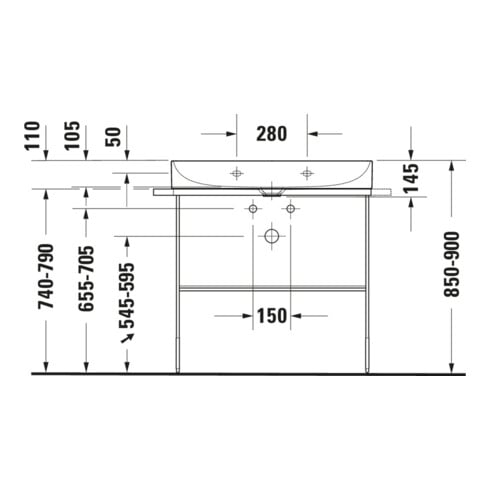 Duravit Möbelwaschtisch DuraSquare 80x47cm, o. ÜL, m HLB, o. Hahnloch, weiß