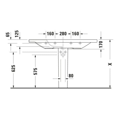 Duravit Möbelwaschtisch DuraStyle 120x48cm, we, m HL, ÜL, Hahnlochbank