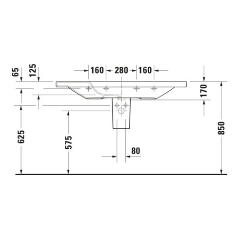Duravit Möbelwaschtisch DuraStyle 120x48cm, we, m HL, ÜL, Hahnlochbank