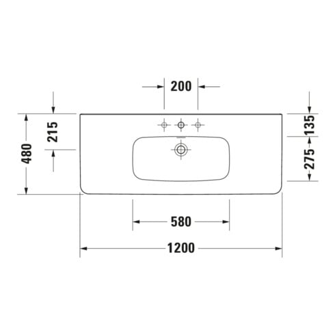Duravit Möbelwaschtisch DuraStyle 120x48cm, we, m HL, ÜL, Hahnlochbank