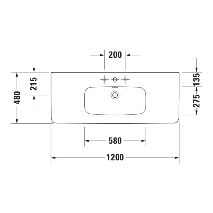 Duravit Möbelwaschtisch DuraStyle 120x48cm, we, m HL, ÜL, Hahnlochbank