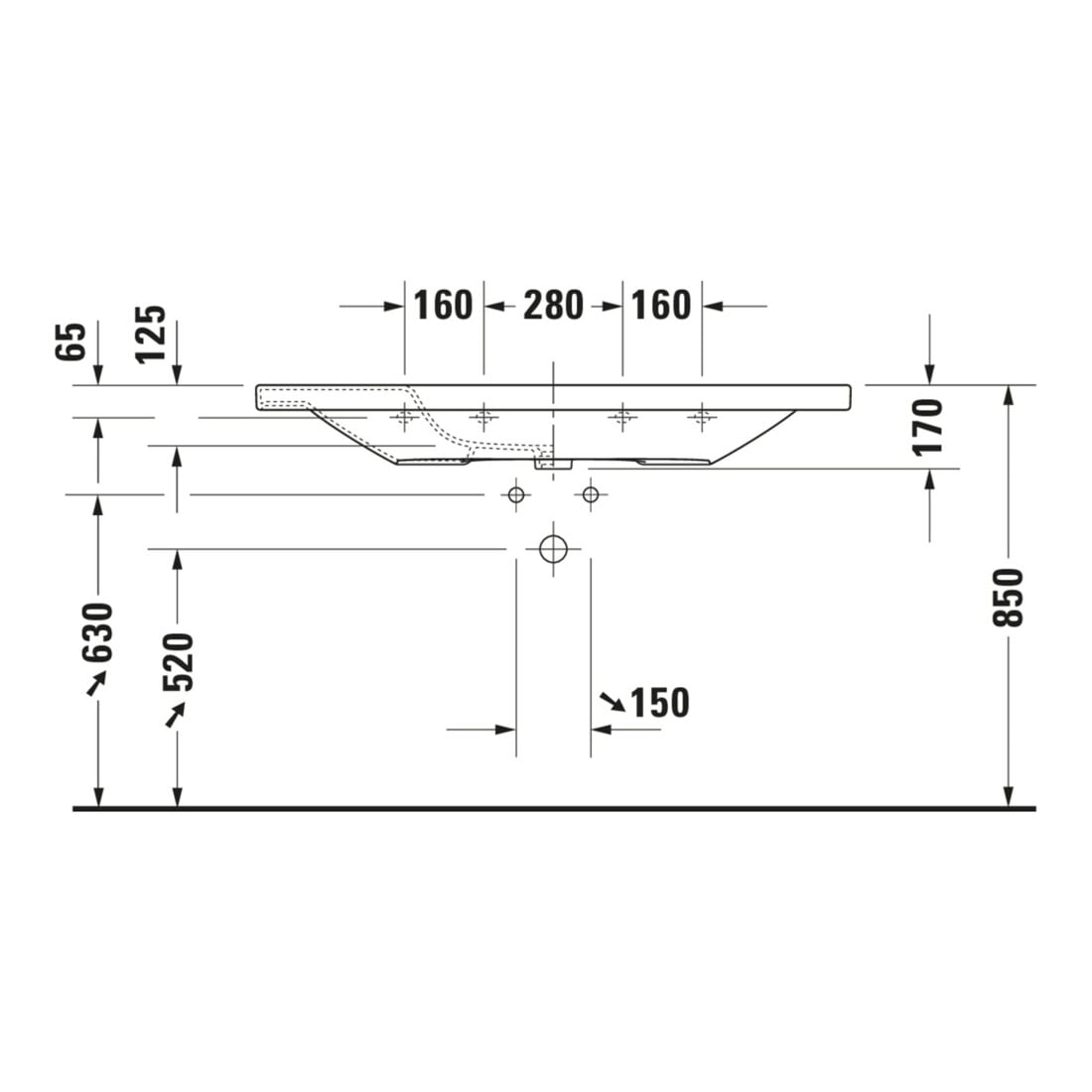 Duravit Möbelwaschtisch DuraStyle 120x48cm, we, m HL, ÜL, Hahnlochbank