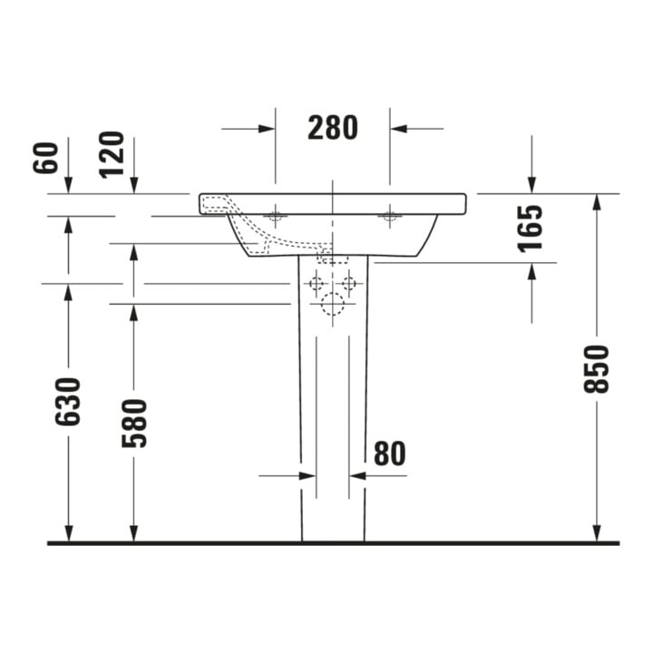 Duravit Möbelwaschtisch DuraStyle 65x48cm, we, m HL, ÜL, Hahnlochbank