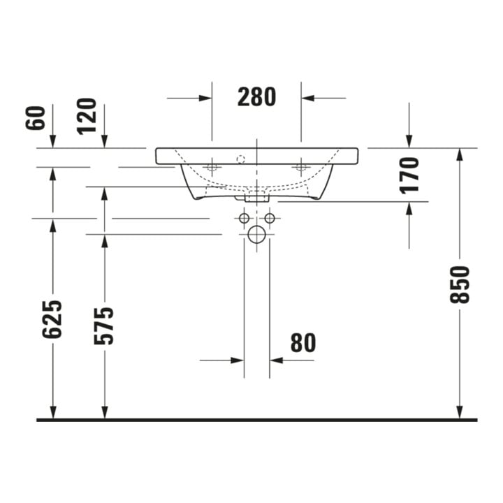 Duravit Möbelwaschtisch DuraStyle Compact 63,5x40cm, we, m HL, ÜL, Hahnlochbank