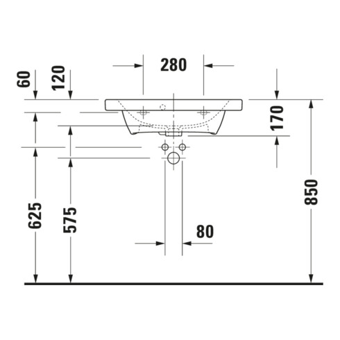 Duravit Möbelwaschtisch DuraStyle Compact 63,5x40cm, we, m HL, ÜL, Hahnlochbank