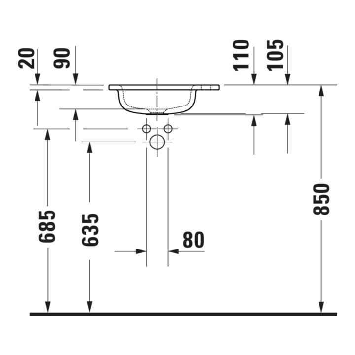 Duravit Möbelwaschtisch DuroCast Plus Sivida 41x33cm, mit Hahnloch rechts, weiß