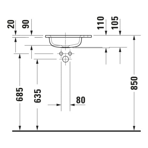 Duravit Möbelwaschtisch DuroCast Plus Sivida 41x33cm, mit Hahnloch rechts, weiß