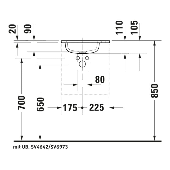 Duravit Möbelwaschtisch DuroCast Plus Sivida 41x33cm, mit Hahnloch rechts, weiß