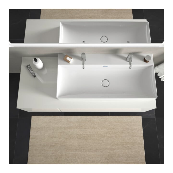 Duravit Möbelwaschtisch geschliffen DuraSquare 100x47cm, 2 HL, o. ÜL, m HLB, weiß