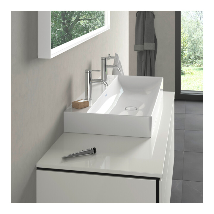Duravit Möbelwaschtisch geschliffen DuraSquare 100x47cm, 2 HL, o. ÜL, m HLB, weiß