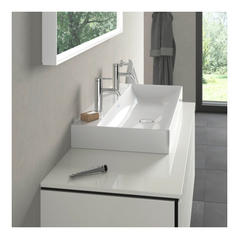 Duravit Möbelwaschtisch geschliffen DuraSquare 100x47cm, 2 HL, o. ÜL, m HLB, weiß