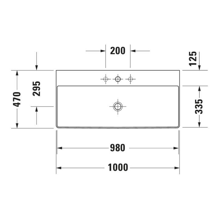 Duravit Möbelwaschtisch geschliffen DuraSquare 100x47cm, o. ÜL, m HLB, 1 Hahnloch, weiß