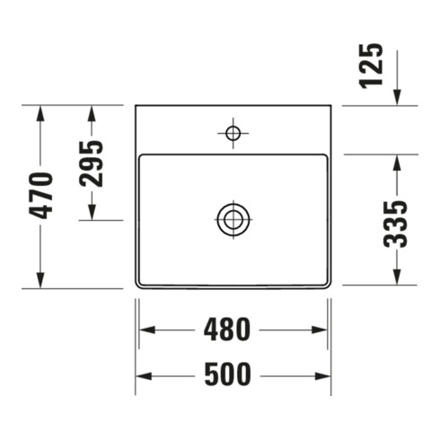 Duravit Möbelwaschtisch geschliffen DuraSquare 50x47cm, o. ÜL, m HLB, o. Hahnloch, weiß