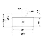 Duravit Möbelwaschtisch geschliffen DuraSquare 80x47cm, o. ÜL, m HLB, o. Hahnloch, weiß-4