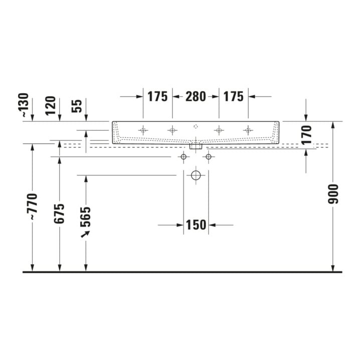 Duravit Möbelwaschtisch geschliffen Vero Air 100x47cm, we, m HL, ÜL, Hahnlochbank