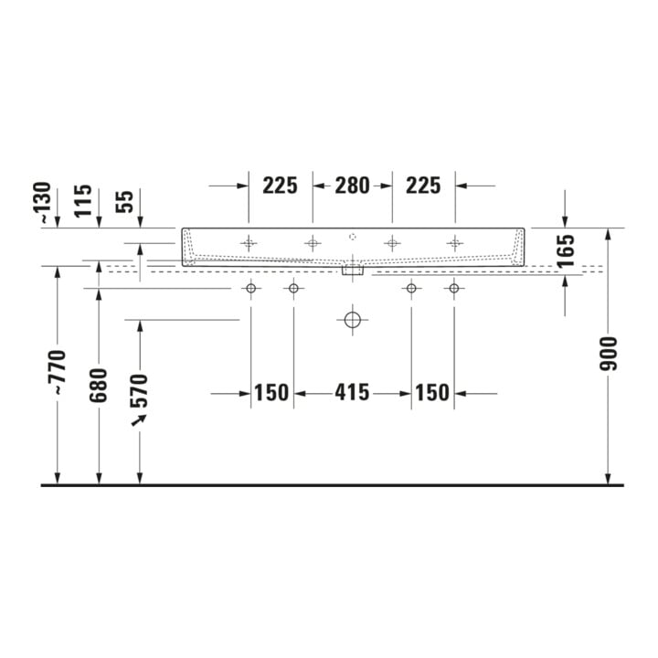 Duravit Möbelwaschtisch geschliffen Vero Air 120x47cm, we, m 2 HL, o. ÜL, m HLB