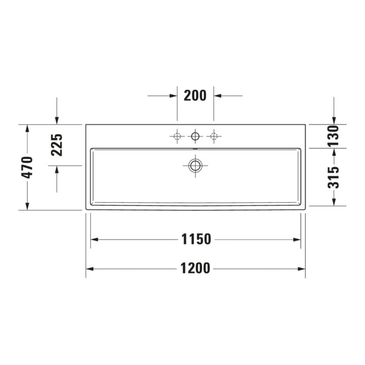 Duravit Möbelwaschtisch geschliffen Vero Air 120x47cm, we, o. HL, m ÜL, m HLB