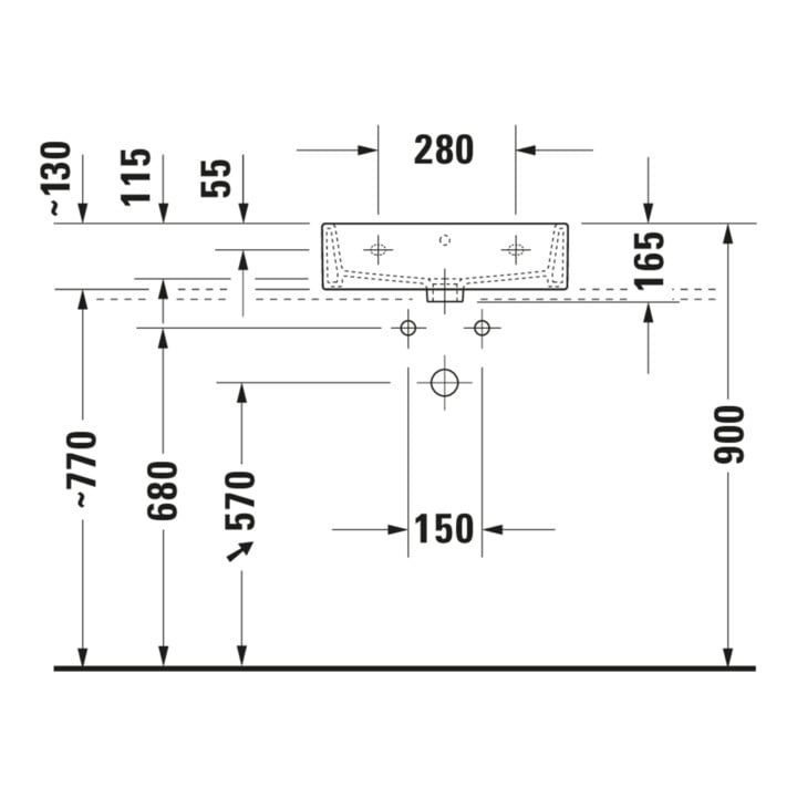 Duravit Möbelwaschtisch geschliffen Vero Air 50x47cm, we, m HL, ÜL, Hahnlochbank
